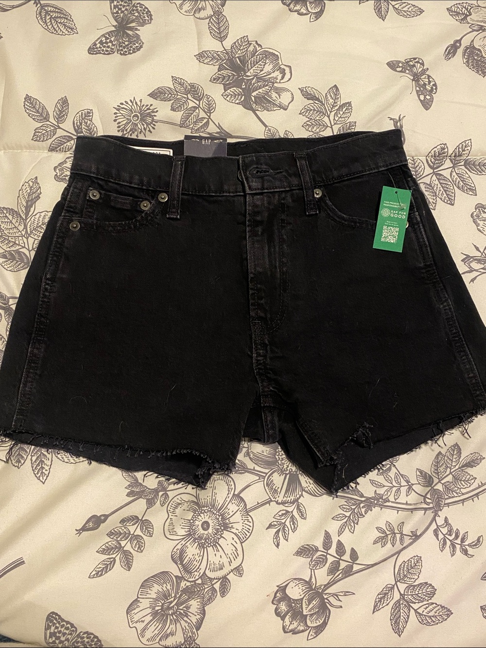 GAP Black High-Waist Denim Cutoff Shorts